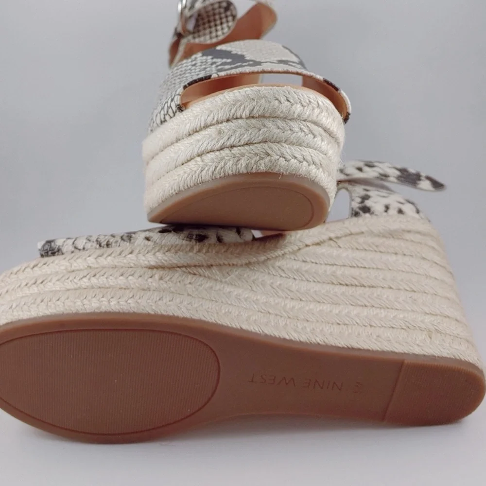 Ninewest Snakeskin Print Wedge Platform Sandal